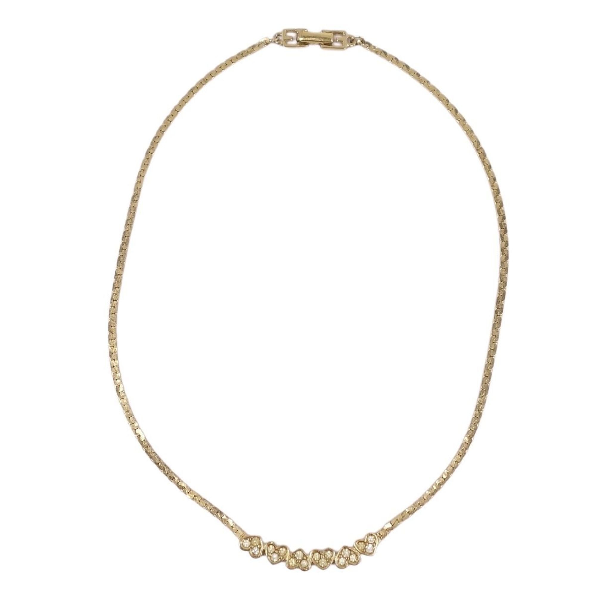Givenchy Choker Necklace Heart Rhinestone Women's Gold